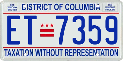 DC license plate ET7359