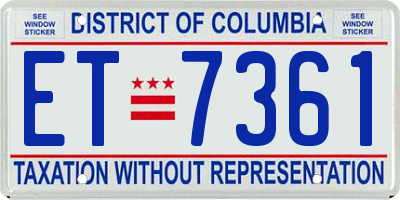 DC license plate ET7361