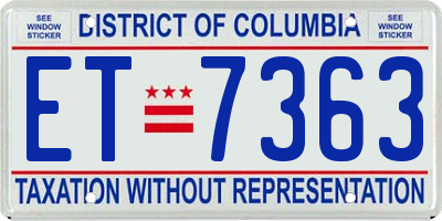 DC license plate ET7363