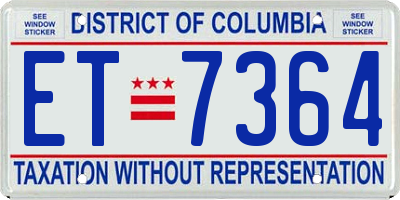 DC license plate ET7364