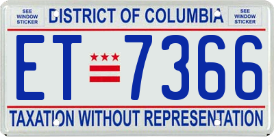 DC license plate ET7366