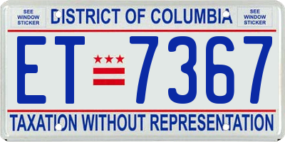 DC license plate ET7367