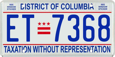 DC license plate ET7368