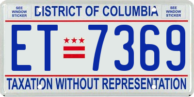 DC license plate ET7369