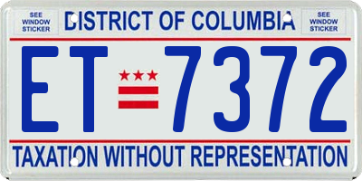 DC license plate ET7372