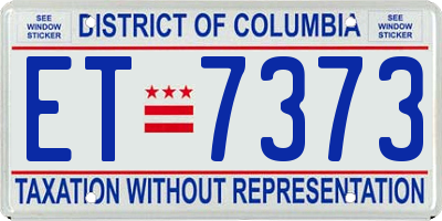 DC license plate ET7373