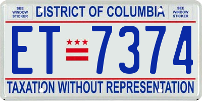 DC license plate ET7374