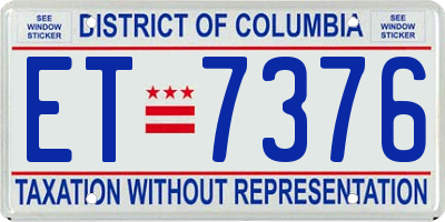 DC license plate ET7376