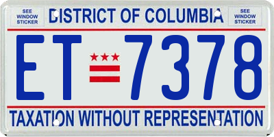 DC license plate ET7378