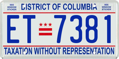 DC license plate ET7381