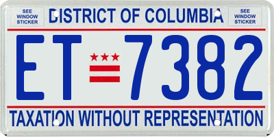 DC license plate ET7382