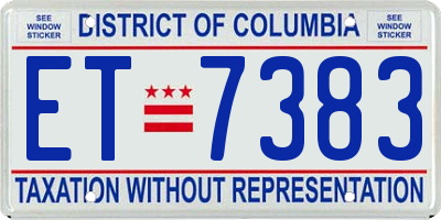 DC license plate ET7383