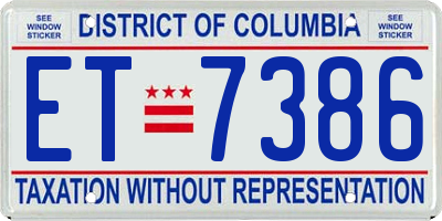 DC license plate ET7386