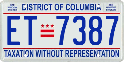 DC license plate ET7387