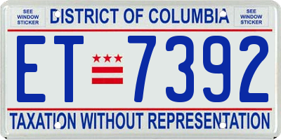 DC license plate ET7392