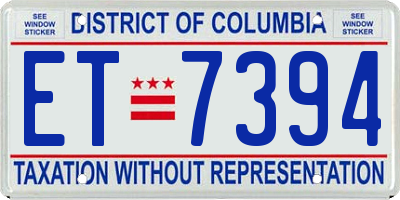 DC license plate ET7394