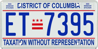 DC license plate ET7395