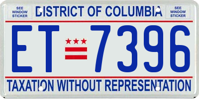 DC license plate ET7396