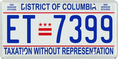 DC license plate ET7399