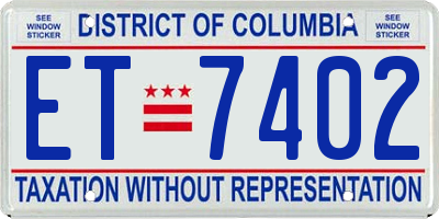 DC license plate ET7402