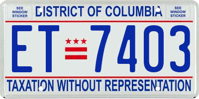 DC license plate ET7403