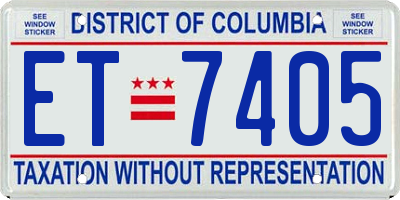 DC license plate ET7405