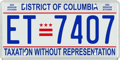 DC license plate ET7407
