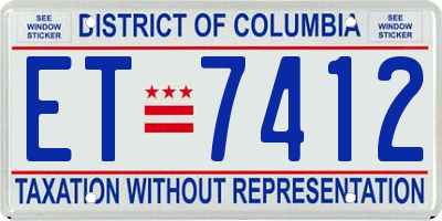 DC license plate ET7412