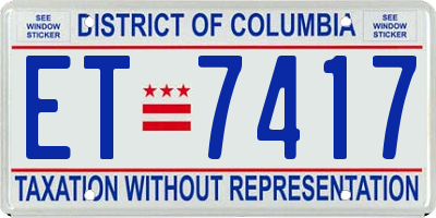 DC license plate ET7417