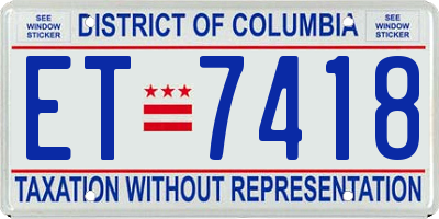 DC license plate ET7418