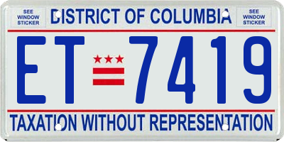 DC license plate ET7419