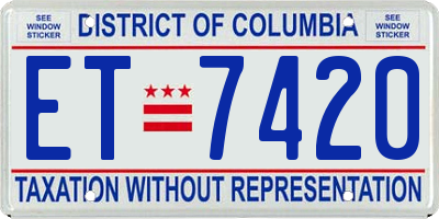 DC license plate ET7420