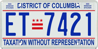 DC license plate ET7421