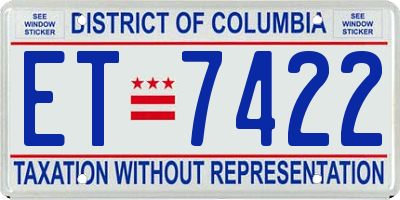 DC license plate ET7422