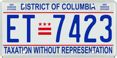 DC license plate ET7423