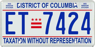 DC license plate ET7424