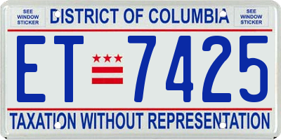 DC license plate ET7425