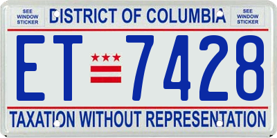 DC license plate ET7428