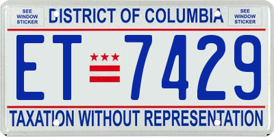 DC license plate ET7429