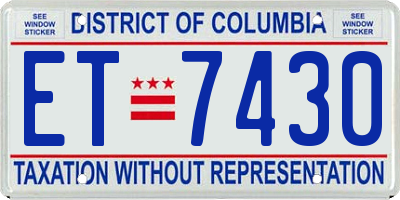 DC license plate ET7430