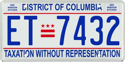 DC license plate ET7432