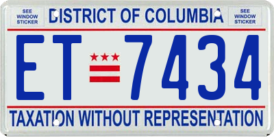 DC license plate ET7434