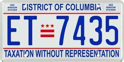 DC license plate ET7435