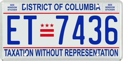 DC license plate ET7436