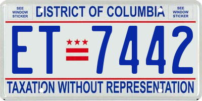 DC license plate ET7442