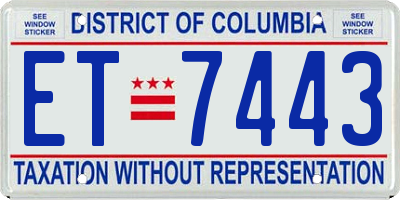 DC license plate ET7443