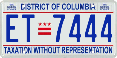 DC license plate ET7444