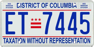 DC license plate ET7445