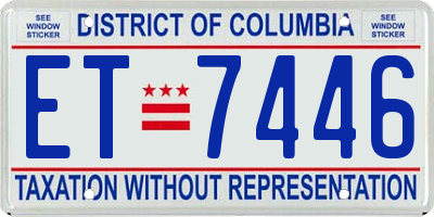 DC license plate ET7446
