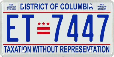 DC license plate ET7447